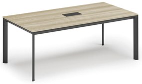 Stół konferencyjny PRIMO INVITATION, 240x120 cm, dąb naturalny + port blatowy TYP VI, czarny