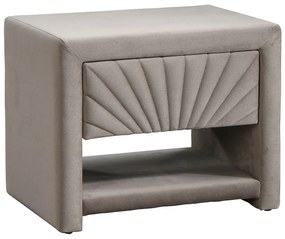 Zestaw 2 szafek nocnych - 1 szuflada i 1 wnęka - Welur - Beżowy - ULAMI