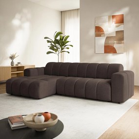 Masseno Narożnik SETIA Lewostronny L-Kształtny, Nowoczesna Sofa narożna, Tkanina Strukturalna - Brązowy, ARAGON 26