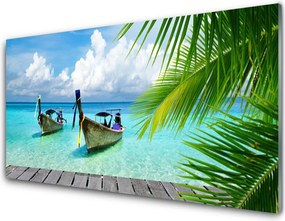 Panel Szklany Kolorowe Łodzie na Falach