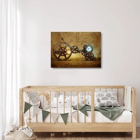 Obraz na szkle starych mechanizmów zegarowych (70x50 cm)