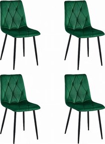 Krzesło Valora TYRA ciemnozielony aksamit / czarne nogi x 4