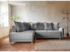 Szary sztruksowy rozkładany narożnik (lewostronny) Lazy Lukka – Miuform