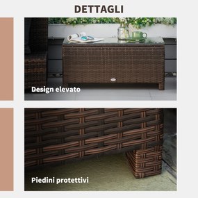 Outsunny Stół Ogrodowy z Technorattanu Elegancki i Praktyczny Brązowy 85x50x39cm | Aosom PL