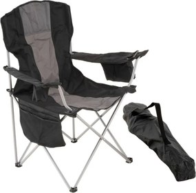 Składane krzesło kempingowe XL czarne/szare