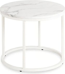 Stolik Kawowy AGNES 53 cm Biały Marmur Glamour