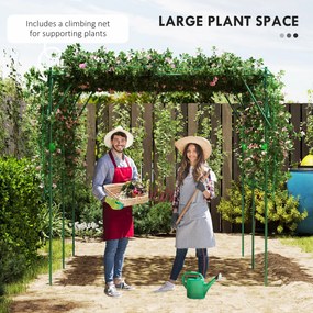 Outsunny Ranking z odpornego na rdzę stali do montażu, wspornik dla pnących roślin, Aeroż 223 x 223 x 223 cm, Łuk na róże Zielony