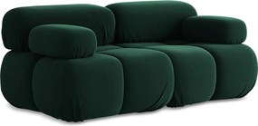 Modułowa sofa 2-osobowa - z tkaniny welwetowej - butelkowa zieleń - LOKUA