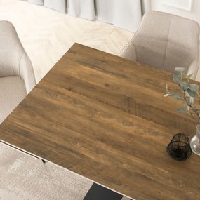 Stół Rozkładany Prostokątny REX 160-220 cm Ceramiczny Ciemny Brąz/Czarny do Jadalni Nowoczesny Loft