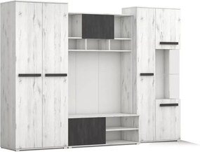 Meblościanka Magnis do salonu z RTV – dąb craft biały / sosna norweska