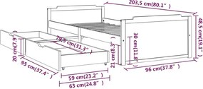 Białe sosnowe pojedyncze łóżko z szufladami 90x200 - Kamos
