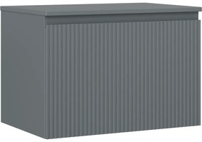 Mexen Rivel szafka łazienkowa podumywalkowa 70 cm z blatem, 1 szuflada, ryflowana , grafit mat - 91A20-07047-1-BFC66