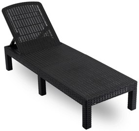 Fotel Ogrodowy Leżak LUIZJANA Technorattan Czarny/Szary