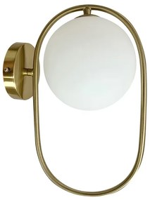 Złoty kinkiet z białym kloszem w stylu glamour M082 R5-P84
