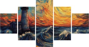 Obraz - Latarnia morska w falach (125x70 cm)