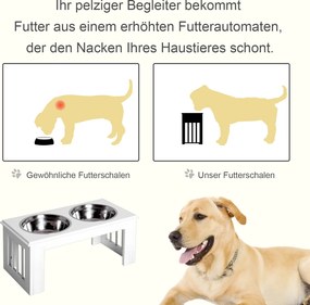 PawHut Miski Podwyższone dla Zwierząt 2 Miski Stal Szlachetna Biały dla Psów i Kotów | Aosom PL