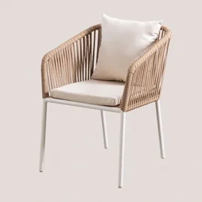 Krzesło Ogrodowe Arhiza Classic Z Aluminiowymi Podłokietnikami I Plecioną Liną Gardenia Biel - Sklum