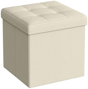 Tapicerowana pufa ze schowkiem kremowa biel - Romina