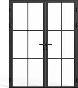 Drzwi kompletne 2-skrzydłowe z aluminium i szkła hartowanego - wys. 204 x szer. 146 cm - SEROTO