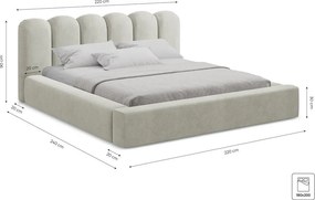 Szare tapicerowane łóżko dwuosobowe ze schowkiem i stelażem 180x200 cm Mano – Makamii