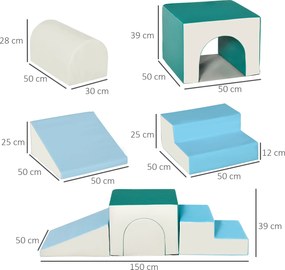 HOMCOM Zestaw 4 piankowych klocków do budowy dla dzieci w wieku 1-3 lat EPE kolor niebieski