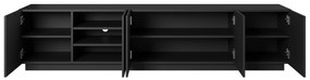 Szafka RTV Asha 200 cm pięciodrzwiowa z ryflowanym frontem - czarny mat