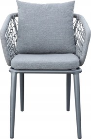 Krzesło ogrodowe aluminiowe antracyt taras sznurowane lekka rama 58x66x79cm