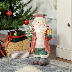 HOMCOM Figurka świąteczna z choinką i prezentem, 3 ciepłobiałe LEDy, na baterie, 50 cm | Aosom PL