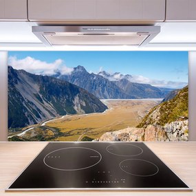 Szkło do Kuchni na Ścianę Malowniczy Pejzaż Górskiej Doliny