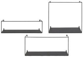 Czarne metalowe półki zestaw 3 szt. 40 cm Ulmo – House Nordic