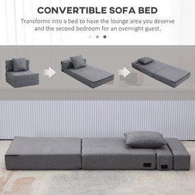 HOMCOM Rozkładana sofa Zdejmowany do czyszczenia Maksymalne obciążenie 100kg 70 cm x 70 cm x 61 cm Ciemnoszary | Aosom PL