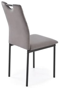 Krzesło tapicerowane K577 VELVET szare/czarne HALMAR