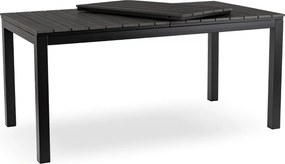 Zestaw Mebli Ogrodowych Stół ARGOS 160-210 cm Ciemnoszary Dąb/Czarny i 6x Fotel FRESNO Czarny Technorattan Nowoczesny