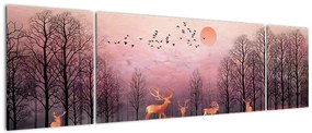 Zdjęcie - Jeleń w blasku zachodzącego słońca (170x50 cm)