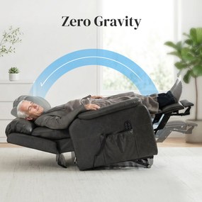 HOMCOM Fotel dla seniorów z funkcją podnoszenia i relaksu, elektryczny fotel z ekoskóry, podwójny silnik, sprężyny kieszeniowe, czarny | Aosom PL