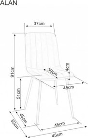 Ciemnoszare krzesło do jadalni ALAN B z czarnymi nogami