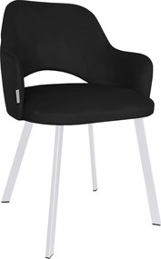 Krzesło Milano tkanina Welur noga metalowa : Kolor nogi - Biały profil, Kolor tkaniny - VELVET - MG19, Typ siedziska - Siedzisko stałe