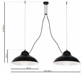 Lampa wisząca industrialna, czarna, podwójna GUSTAV BLACK 2xE27