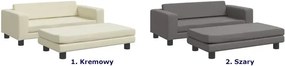 Kremowa sofa dla dziewczynki z podnóżkiem z ekoskóry - Lanco