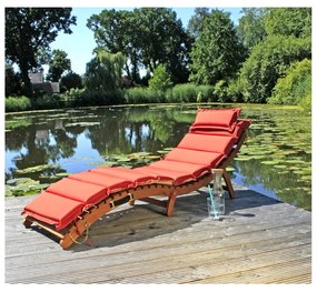 Ogrodowy leżak składany z drewna eukaliptusowego z dwustronnym siedziskiem Garden Pleasure Nassau