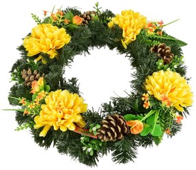 Wieniec na Dzień Zaduszny Żółte chryzantemy, 35 cm