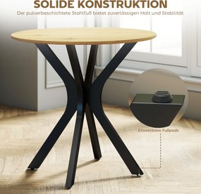 HOMCOM Stół do jadalni Stół kuchenny Okrągły stół, Nowoczesny design, 78 cm x 78 cm x 75 cm, Naturalne drewno