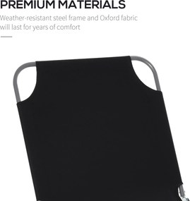 Outsunny Leżak Plażowy Czarny z Regulowanym Oparciem Składany Idealny na Balkon i Taras do 120 kg | Aosom PL