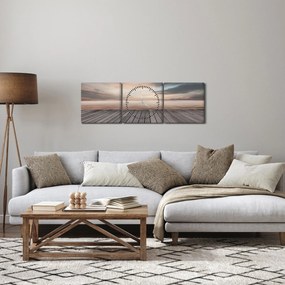 Obraz - Molo o zachodzie słońca (z zegarem) (90x30 cm)