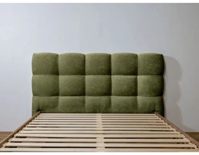 Zielone tapicerowane łóżko dwuosobowe ze stelażem 160x200 cm Kumo – Bobochic Paris