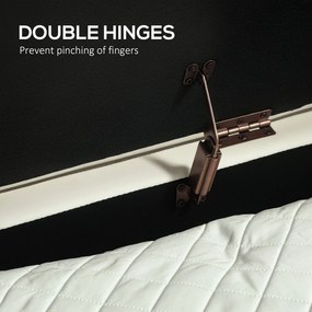 HOMCOM Ławka z klapą i schowkiem, materiał pokryty, metal, Kremowy + Złoty