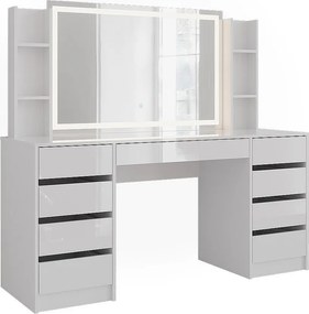 Stół toaletowy biały/biały wysoki połysk 158.2x50.1x76 sherry