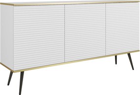 Komoda: biała, nogi czarne, 160 x 85 x 39 cm, fronty ryflowane
