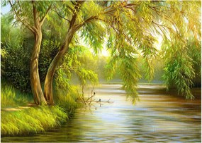 Obraz - Wierzba nad jeziorem, obraz olejny (70x50 cm)
