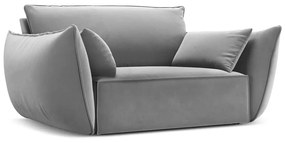 Jasnoszary aksamitny fotel Vanda – Mazzini Sofas
